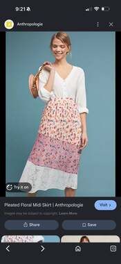 LAIA for Anthropologie Pleated Floral Midi Skirt with Lace Hem